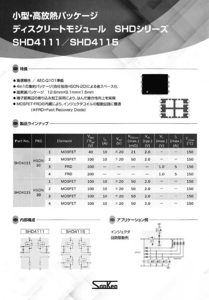 1.　小型・高放熱パッケージ　ディスクリートモジュール　SHDシリーズ